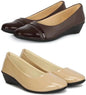 FOOTFAME Women Bellies Sandal (Brown, Beige , 7)