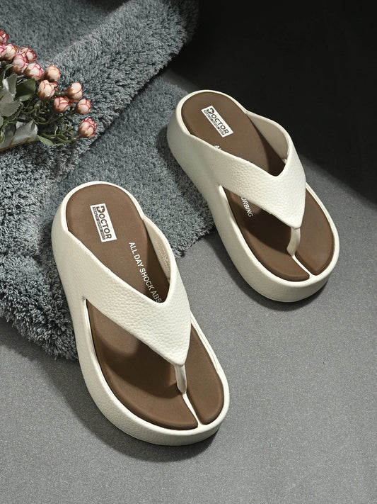 Doctor Health Super Soft Newly Launch|Classic Ultra Soft|Cushion|Comfort|Premium|Stylish Women Slippers (Brown, White , 7)